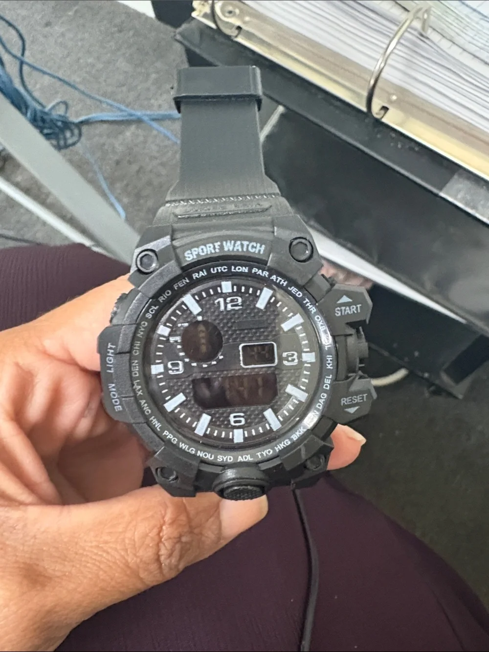 Black Sport Watch - Dual Display Fitness Watch